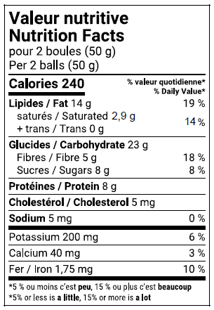 Paquet 10 boules d'énergie pépites de chocolat